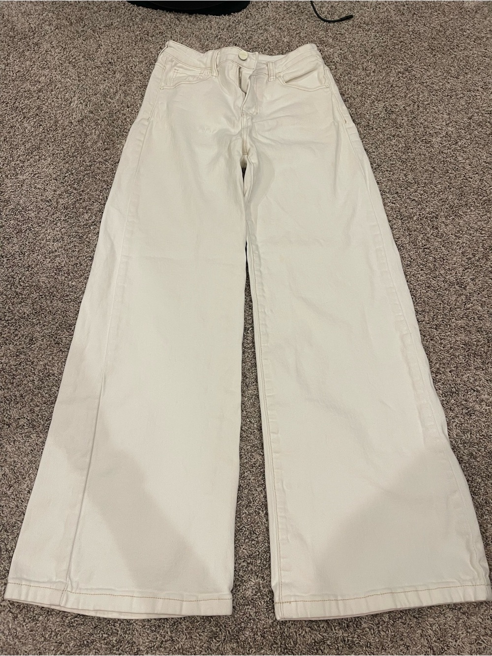 Risen High Rise Wide Leg Jeans - Cream Size 5/27 - Picture 2 of 5